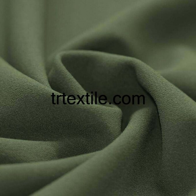 army green scuba crepe fabric - trtextile.com image