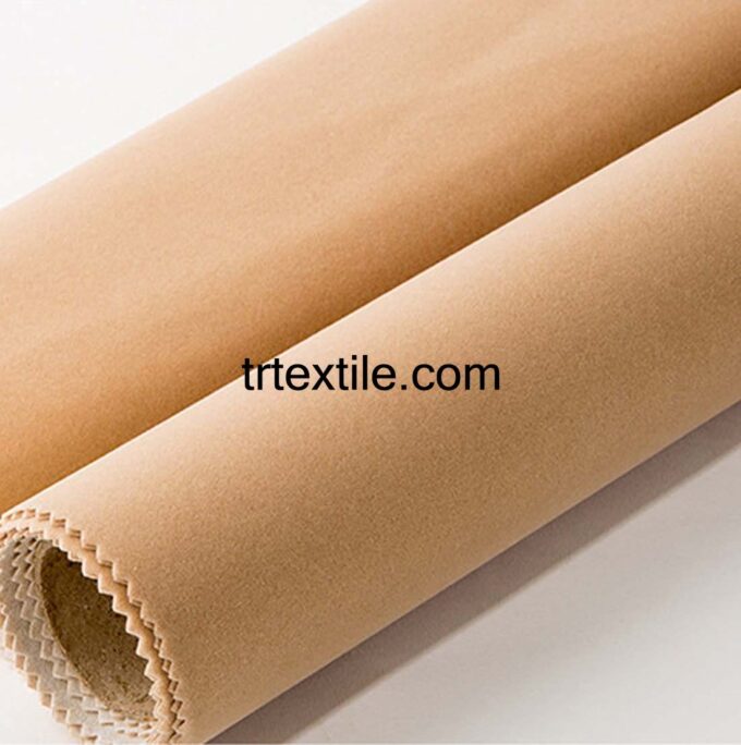 beige flocked fabric - trtextile.com image