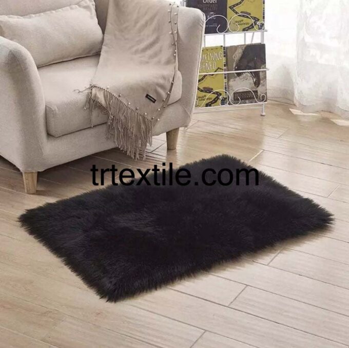 black rectangular plush carpet - trtextile.com image