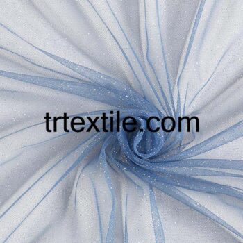 blue glittery tulle fabric - trtextile.com image