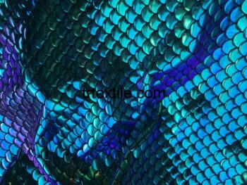 blue green fish sequin hologram fabric - trtextile.com image