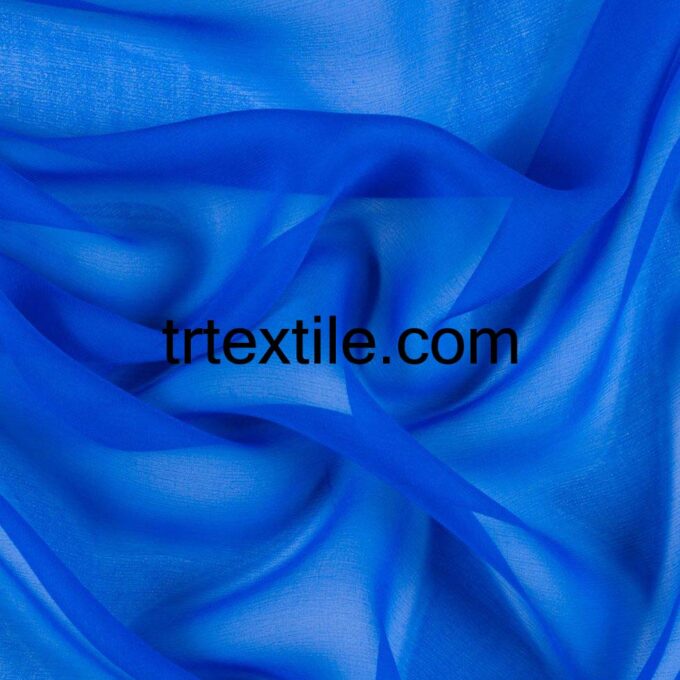 blue silk chiffon fabric - trtextile.com image