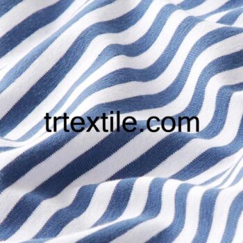 blue and white thick striped viscose fabric - trtextile.com image