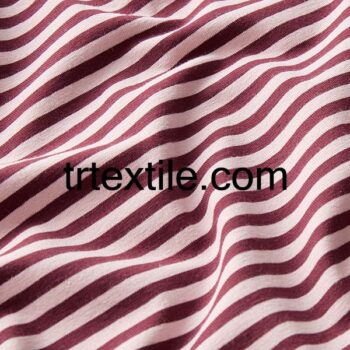 burgundy and white striped lycra single jersey fabric - trtextile.com image