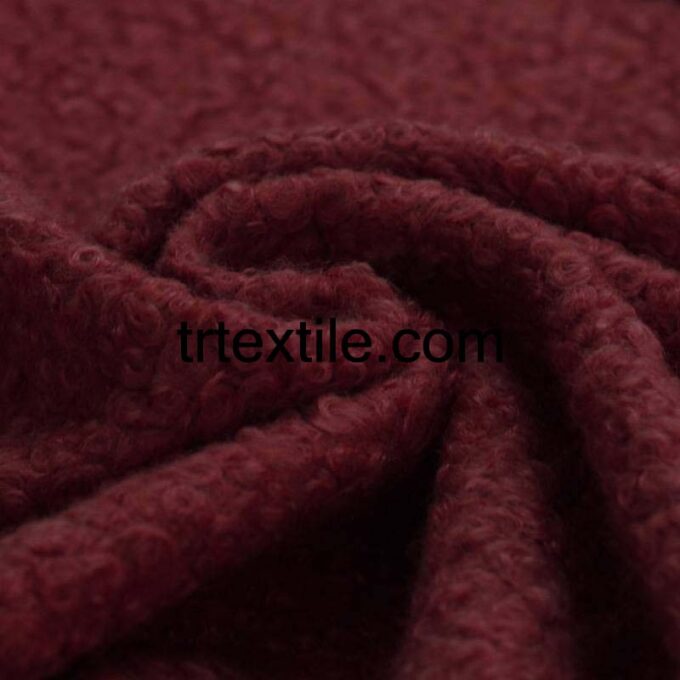 burgundy boucle fabric - trtextile.com image