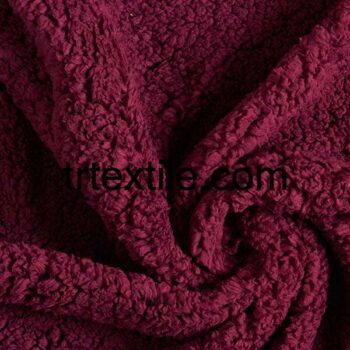 burgundy sherpa plush fabric - trtextile.com image