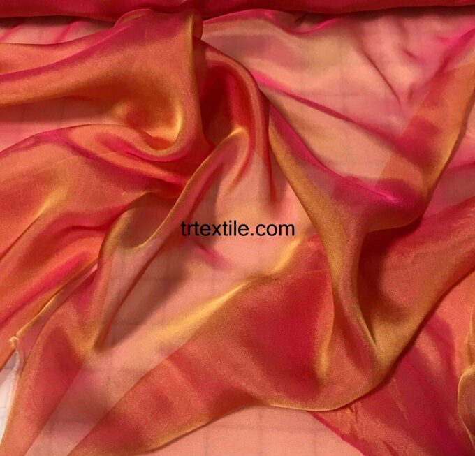 coral color janjan chiffon fabric - trtextile.com image