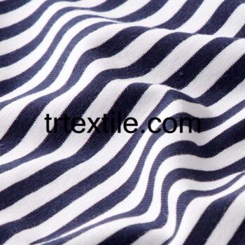 dark blue and white striped lycra single jersey fabric - trtextile.com image
