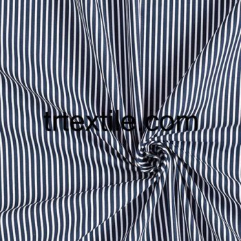 dark blue and white thin striped viscose fabric - trtextile.com image