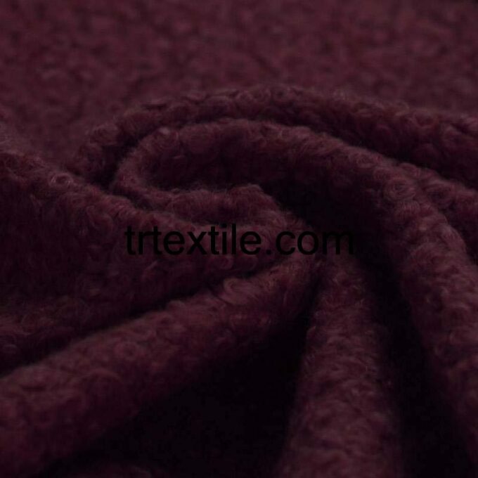 dark burgundy boucle fabric - trtextile.com image