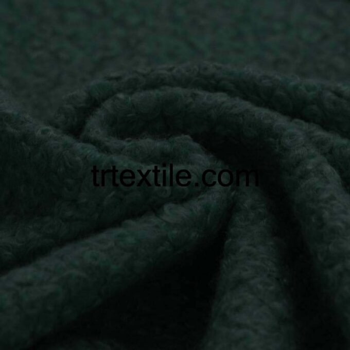 dark green boucle fabric - trtextile.com image