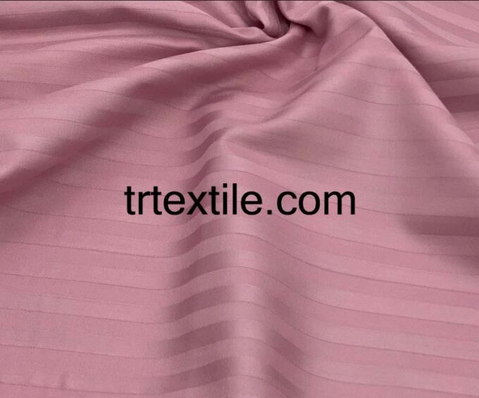 Dusty rose striped cotton satin fabric - trtextile.com image