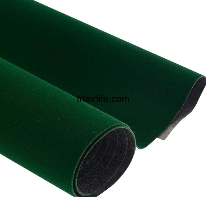 emerald green flocked fabric - trtextile.com image