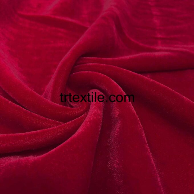 flag red lycra-free embroidered kaftan velvet fabric - trtextile.com image