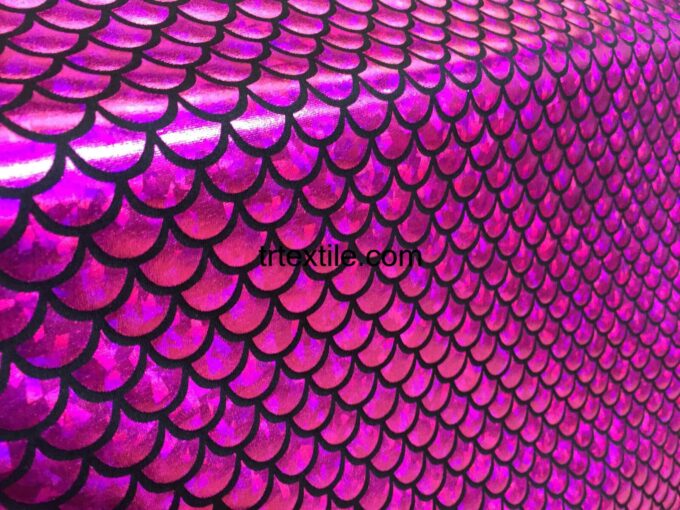 fuchsia fish sequin hologram fabric - trtextile.com image