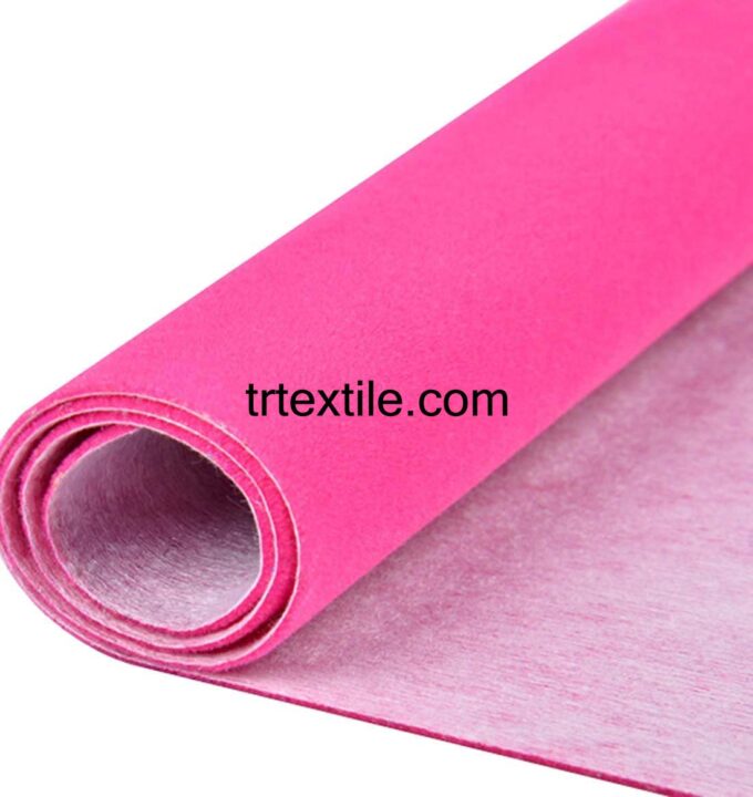 fuchsia flocked fabric - trtextile.com image