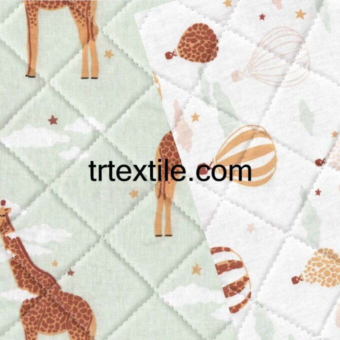 giraffe and balloon themed quilting fabric - trtextile.com image