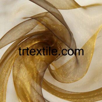 gold organza tulle fabric - trtextile.com image
