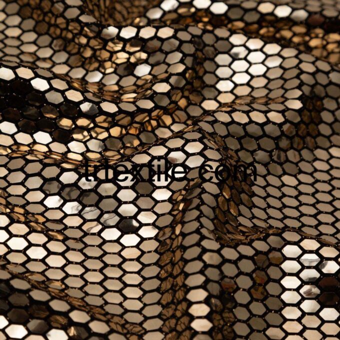 golden honeycomb shiny fabric - trtextile.com image