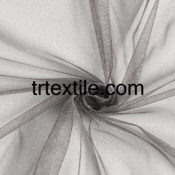 gray glittery tulle fabric - trtextile.com image
