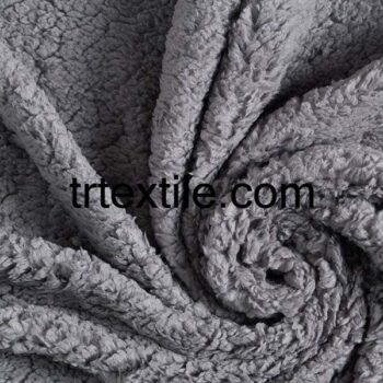 gray sherpa plush fabric - trtextile.com image
