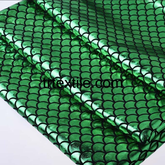 green fish sequin hologram fabric - trtextile.com image