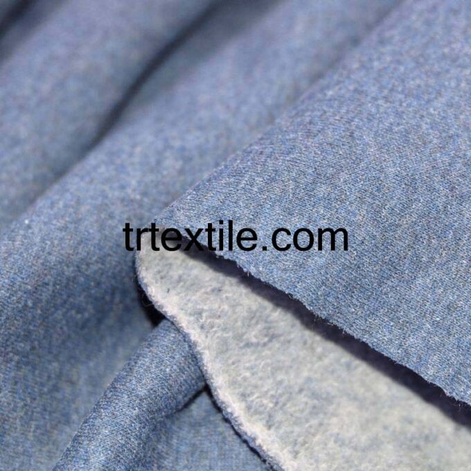 ice blue melange three thread fabric - trtextile.com image