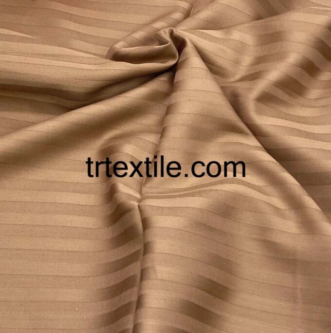 light brown striped cotton satin fabric - trtextile.com image