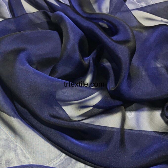 midnight blue janjan chiffon fabric - trtextile.com image