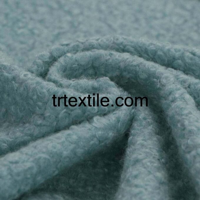 moss green boucle fabric - trtextile.com image