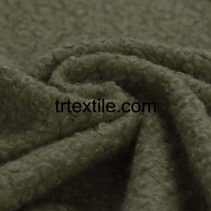 olive green boucle fabric - trtextile.com image