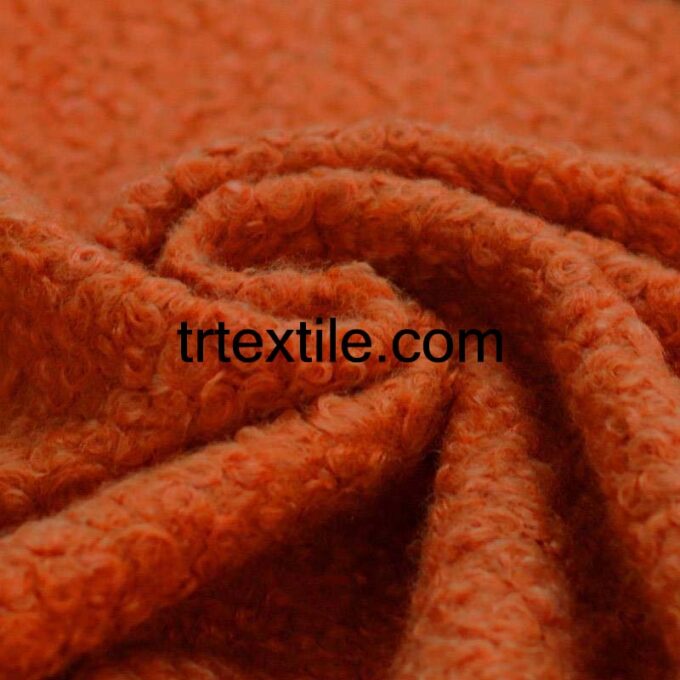 orange boucle fabric - trtextile.com image