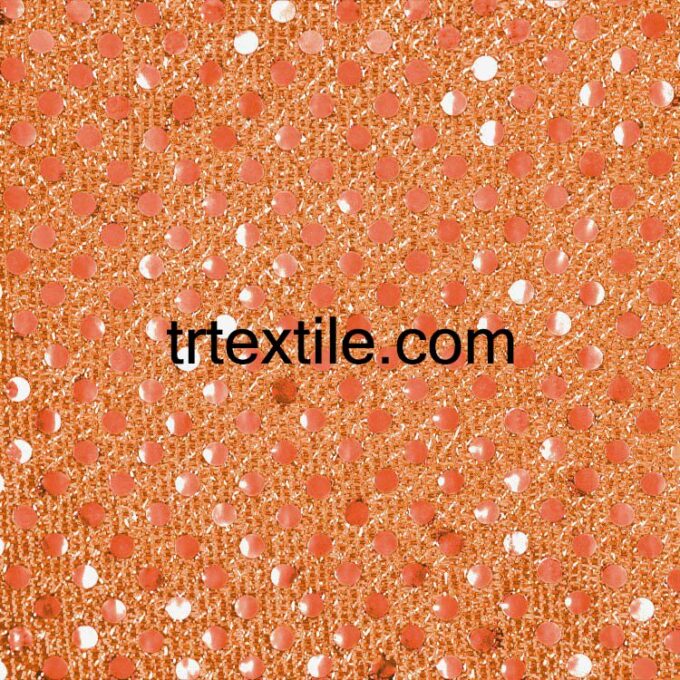 orange dotted sequin fabric - trtextile.com image