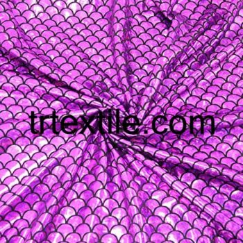 pink fish sequin hologram fabric - trtextile.com image