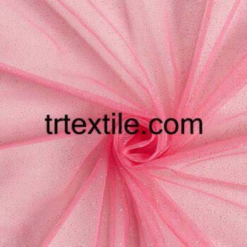 pink glittery tulle fabric - trtextile.com image