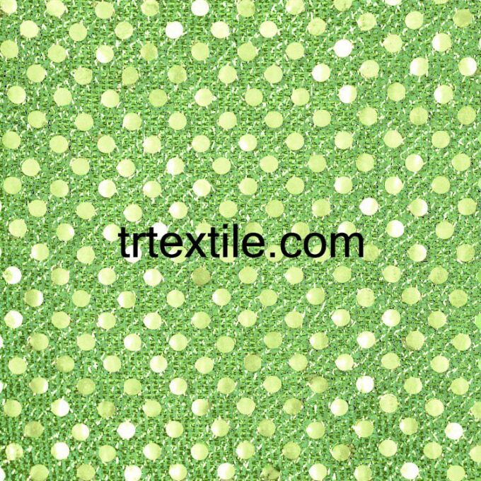 pistachio green dotted sequin fabric - trtextile.com image