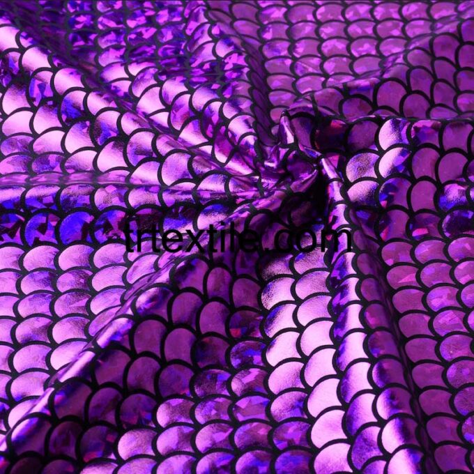 purple fish scale hologram fabric - trtextile.com image