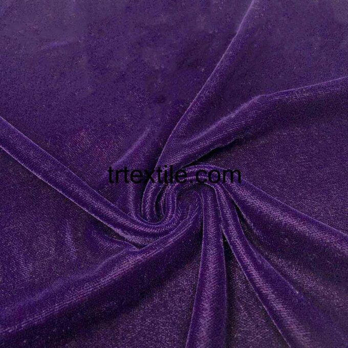 purple lycra-free embroidered caftan velvet fabric - trtextile.com image