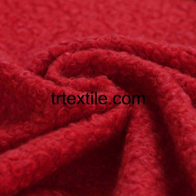 red boucle fabric - trtextile.com image