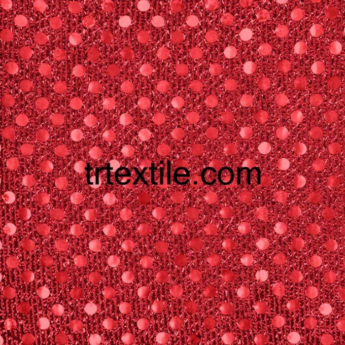 red dotted sequin fabric - trtextile.com image