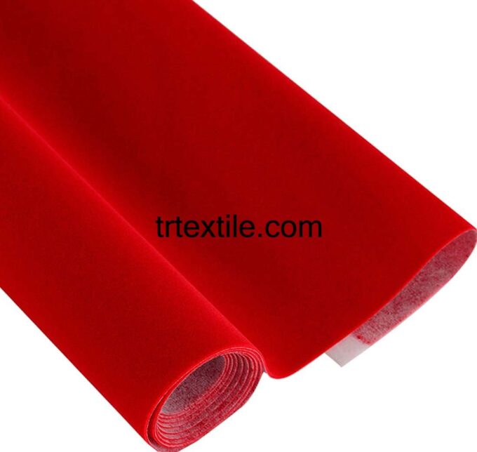 red flocked fabric - trtextile.com image