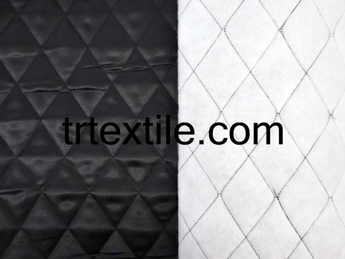 shiny black diamond quilted fabric - trtextile.com image