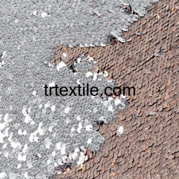 silver copper double sided sequin fabric - trtextile.com image