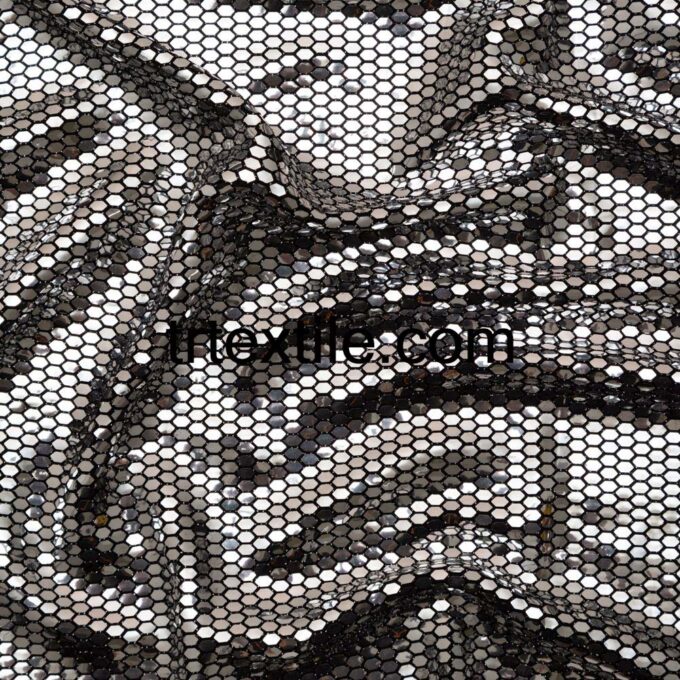 silver honeycomb shiny fabric - trtextile.com image