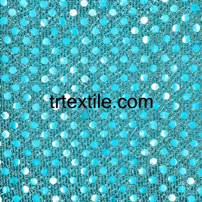 turquoise dotted sequin fabric - trtextile.com image