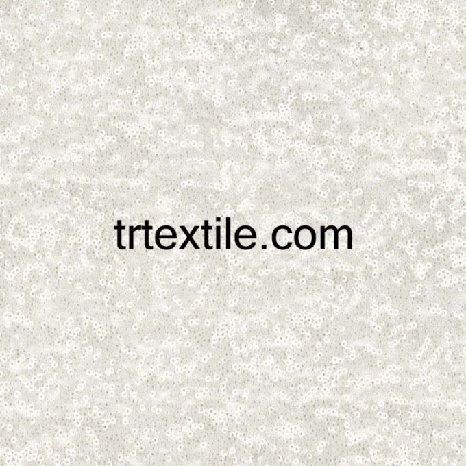 white mixed sequined fabric - trtextile.com image