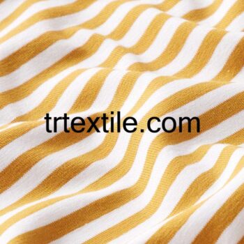 yellow and white striped lycra single jersey fabric - trtextile.com image