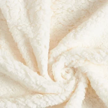 ecru sherpa plush fabric - trtextile.com image